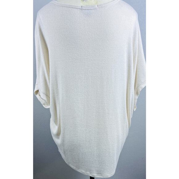 Wmns Quince Sz L Off White SS Batwing Dolman Slv Cashmere Ovrszd Sweater - Picture 3 of 6